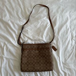 Coach Tan and Brown Signature Crossbody